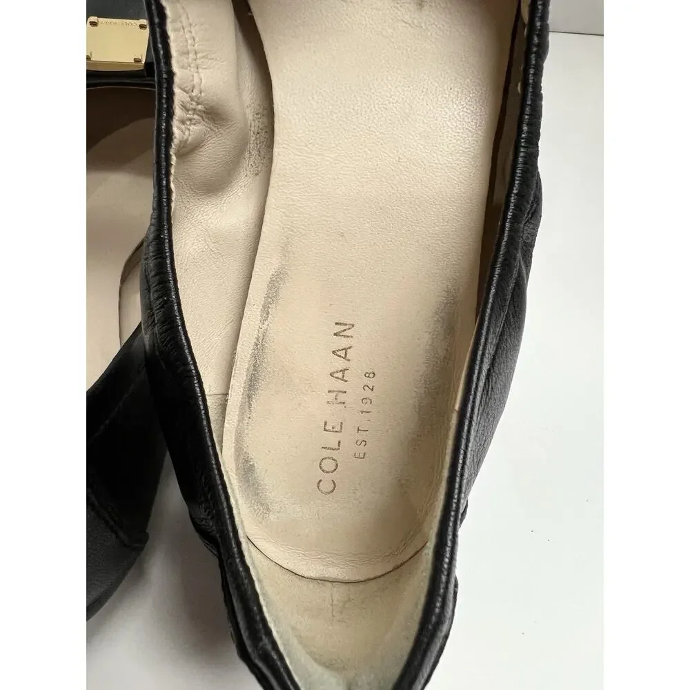 Cole Haan Women’s Tali Bow Ballet Flats Slip Ons Black Leather Size 7 Medium